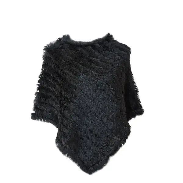 Rabbit Fur Knitted Poncho