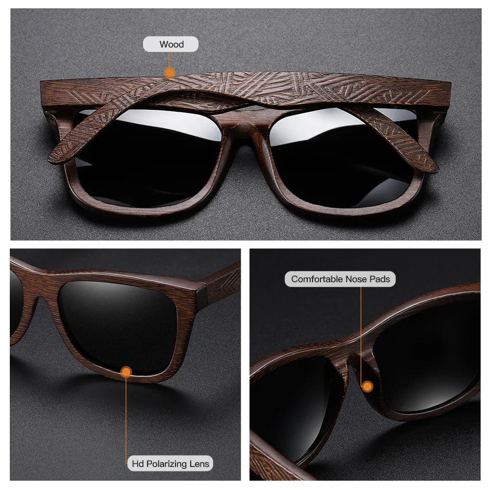 Men Bamboo Wooden Sunglasses With Gift Box