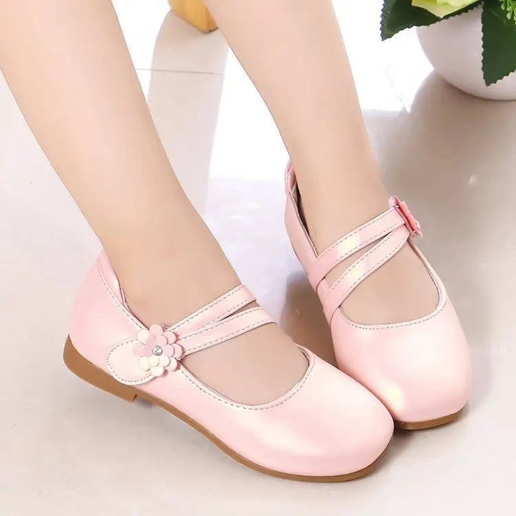 Princess Girls Leather Flowers Shoes