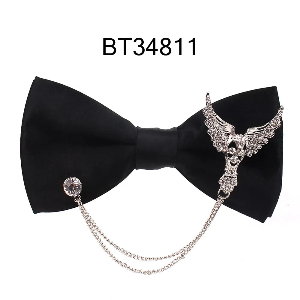 Black Metal Decorated Bowtie for Men