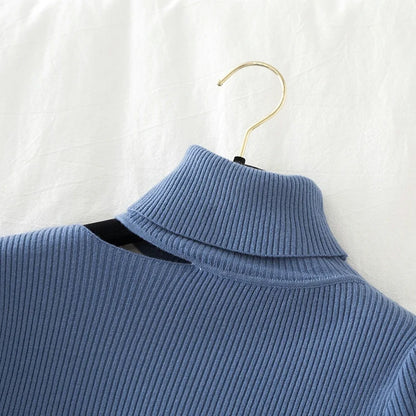 Lace Ruffle Turtleneck Sweater for Women's