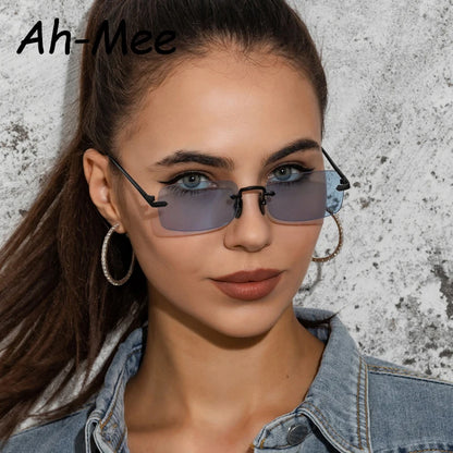 Women's Rimless Rectangular Sunglasses