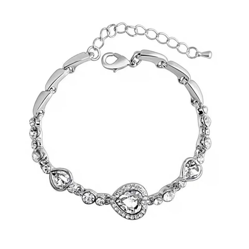 Blue Crystal Heart Bracelet for Women