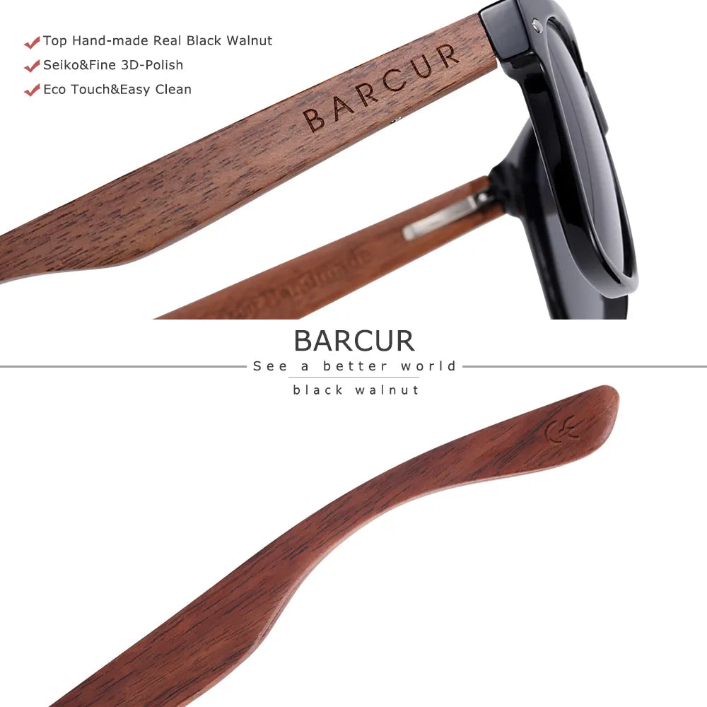Polarized Black Walnut Wood Sunglasses High-Quality UV400 Men's Eyewear