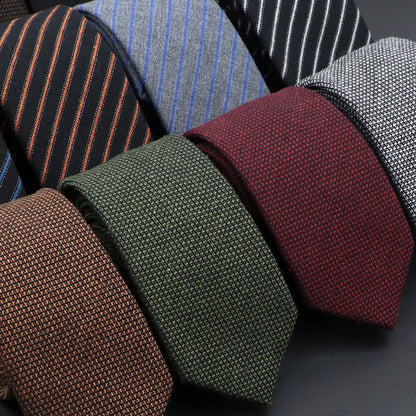 Handmade Solid Cotton Wool Necktie for Men