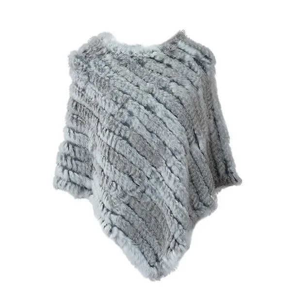 Rabbit Fur Knitted Poncho