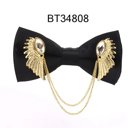 Black Metal Decorated Bowtie for Men