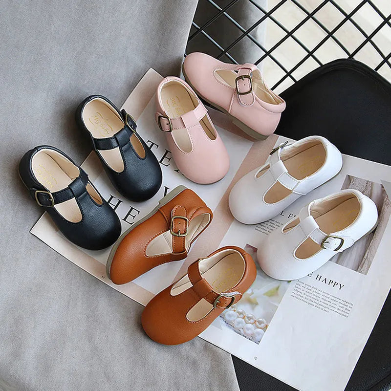 Spring Autumn T Strap Leather Shoes