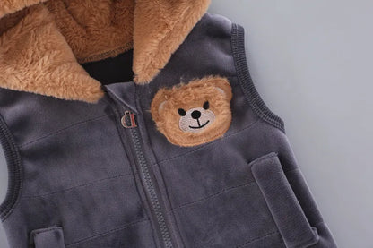 Ensemble pantalon à capuche et ours en flanelle d'hiver pour enfants