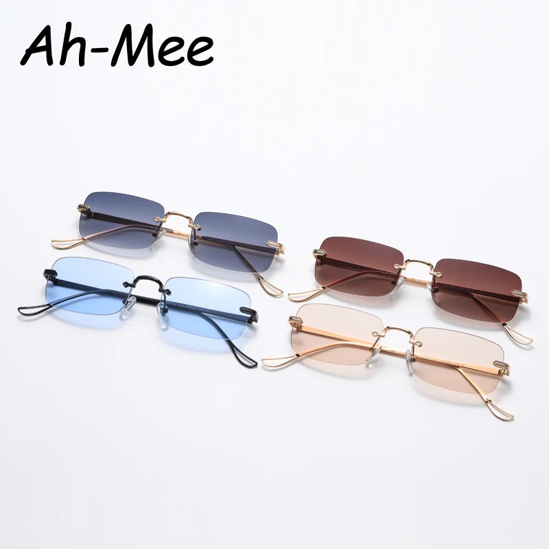 Lunettes de soleil rectangulaires sans monture pour femmes