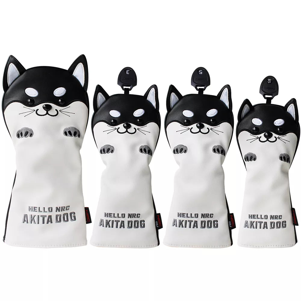 Cute Akita PU Leather Golf Headcover Set