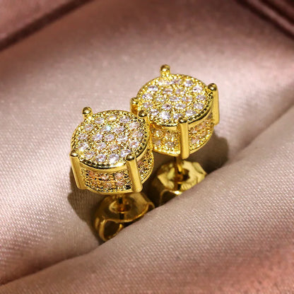 Women's Luxury Round Wedding Crystal Stud Earrings