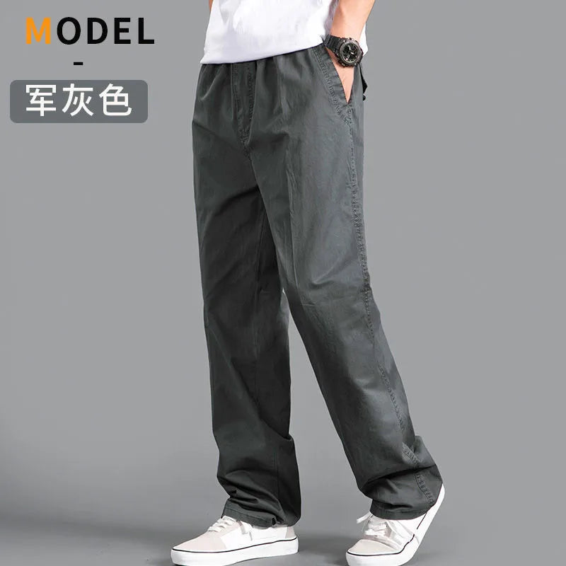 Versatile Oversize Men's Cargo Pants in Solid Grey