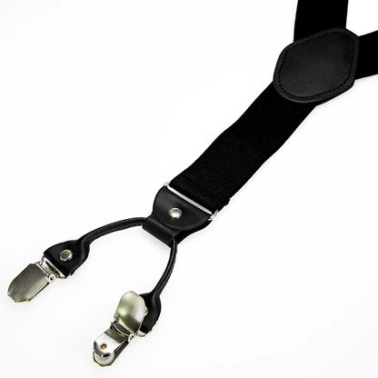 Men's Real Leather 6 Button Brace Suspenders