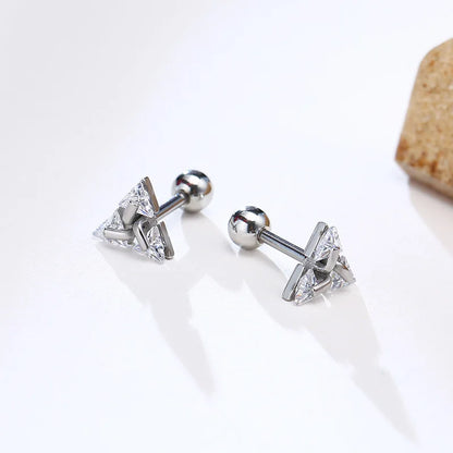 Stainless Steel Zircon Triangle Minimalist Stud Earrings