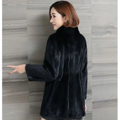 Winter Fur Coat Imitation Mink Fur Stand Collar