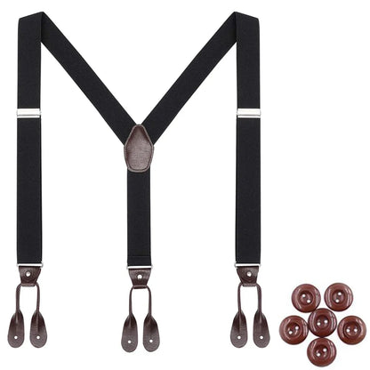 Adjustable Leather-Trimmed Y-Back Suspenders for Adults