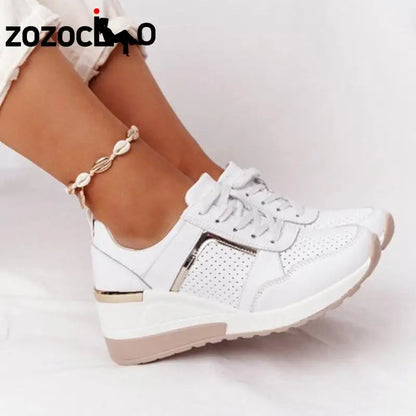 Women's Lace-Up Wedge Casual Sneakers