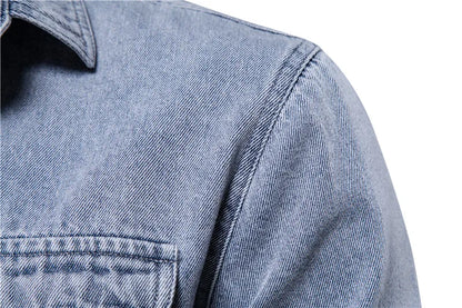 Langärmlige Herren-Jeanshemden aus 100 % Baumwolle