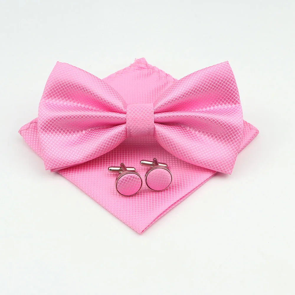 Men's Formal Pocket Square Cufflinks Polyester Bowtie