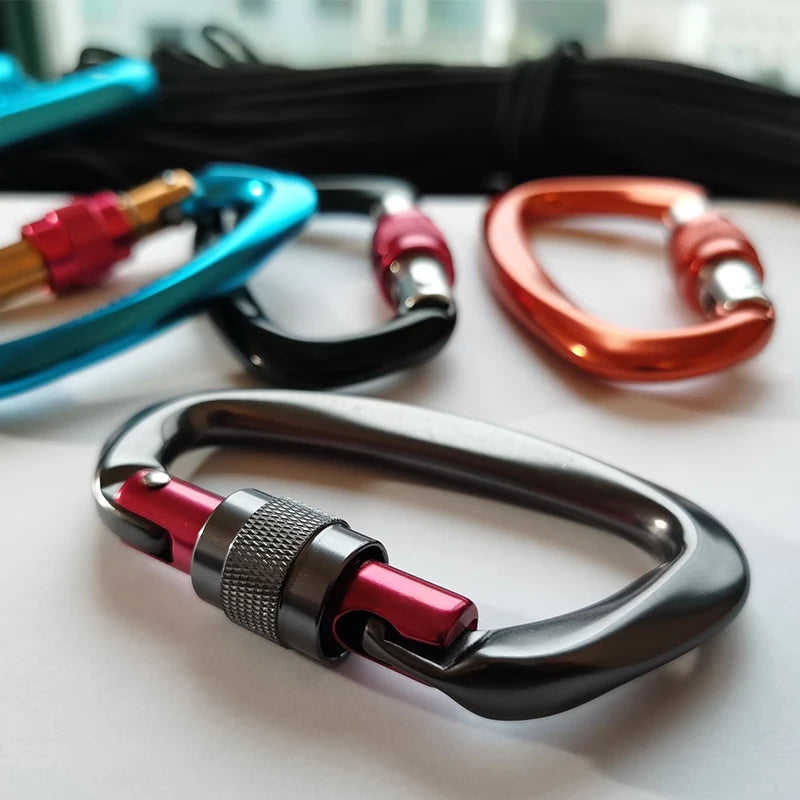 25KN Professioneller Kletterkarabiner mit D-förmigem Sicherheitsschloss