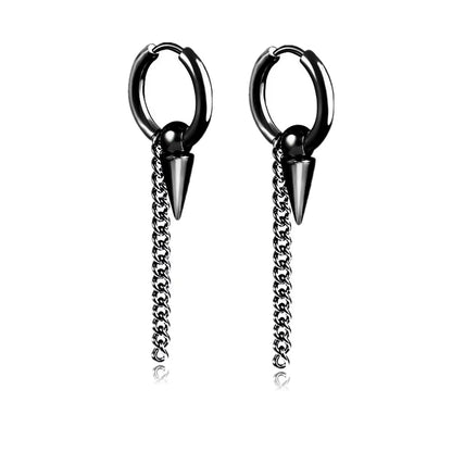 Boucles d'oreilles punk noires en acier inoxydable pour hommes