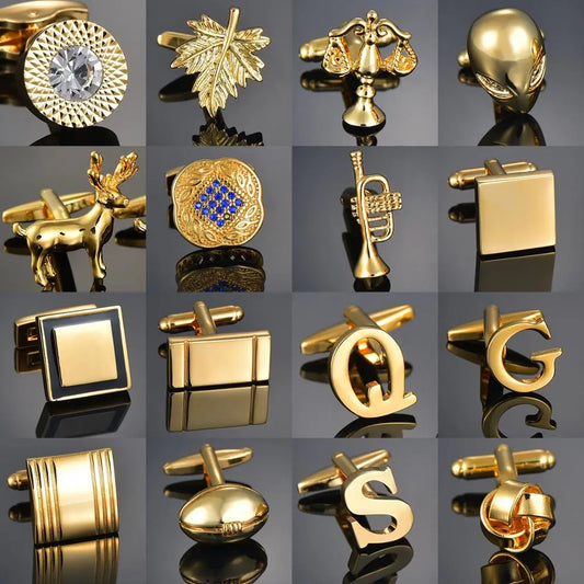 Men's 18k Gold Plated Letter Cufflinks