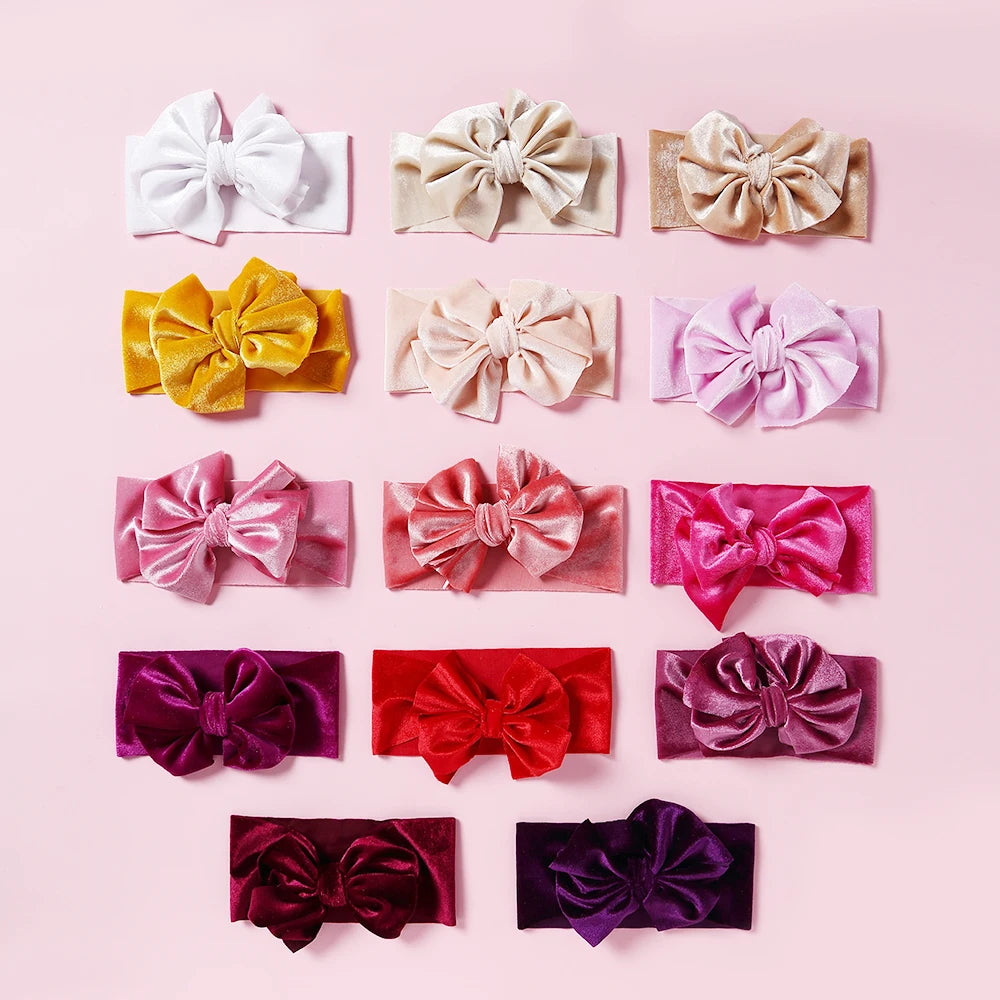 Baby Girls Velvet Headband Big Bow Hair Band Soft Ribbon