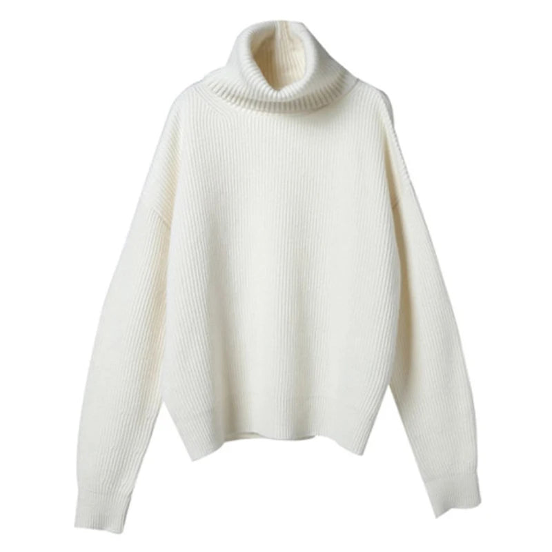 Oversized Turtleneck Wool Sweater for Women