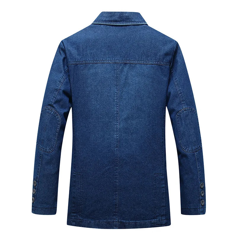 Slim Fit Denim Blazer - Vintage Blue Jacket