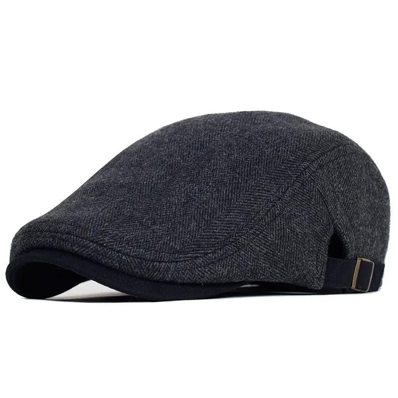 Chapeau plat d'hiver en laine vintage pour hommes