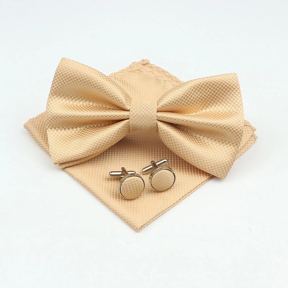 Men's Formal Pocket Square Cufflinks Polyester Bowtie