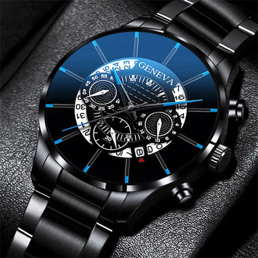 Montre d'affaires en acier inoxydable noir