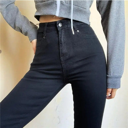 Black Gray Jeans for Women - High Elastic Jeans
