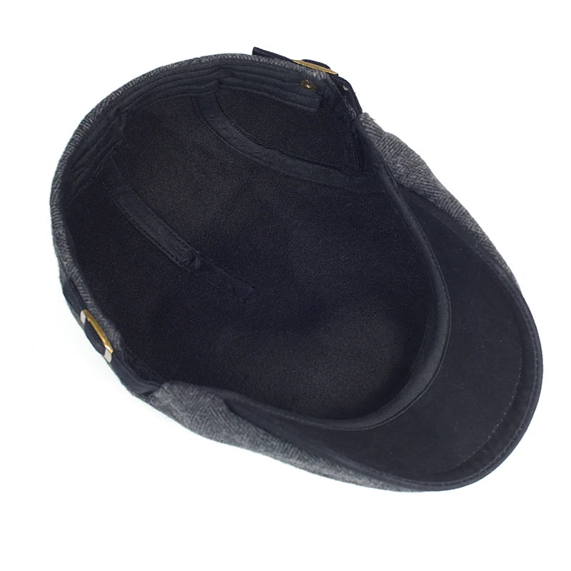 Chapeau plat d'hiver en laine vintage pour hommes