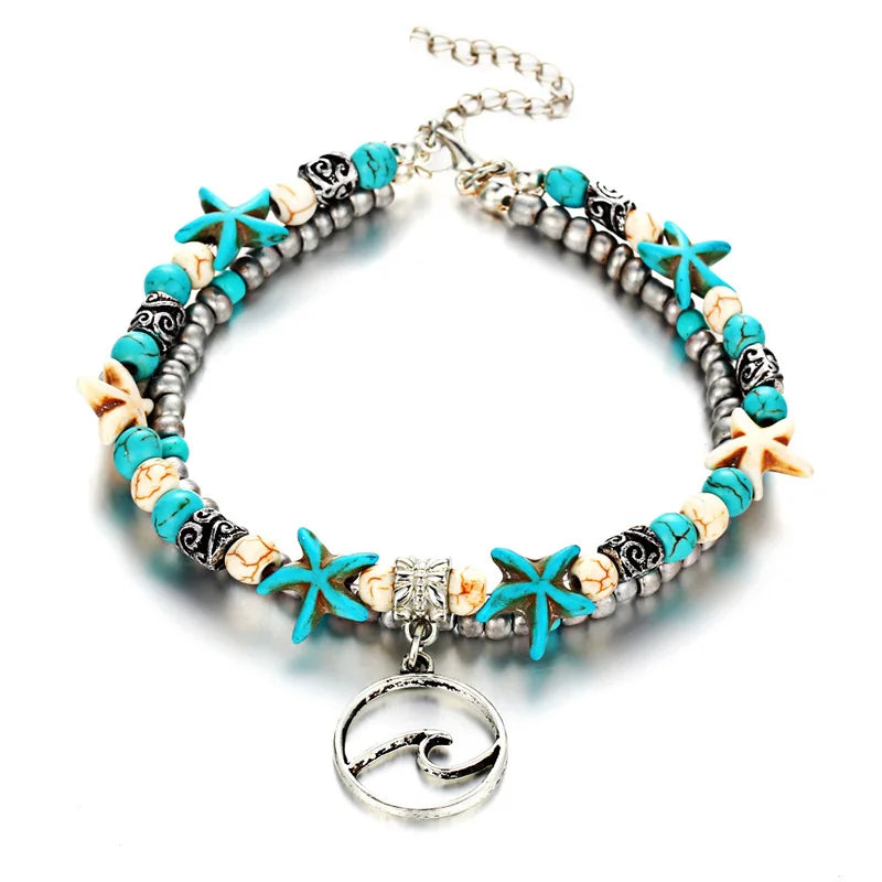 Bohemian Multi-layer Starfish Turtle Anklets