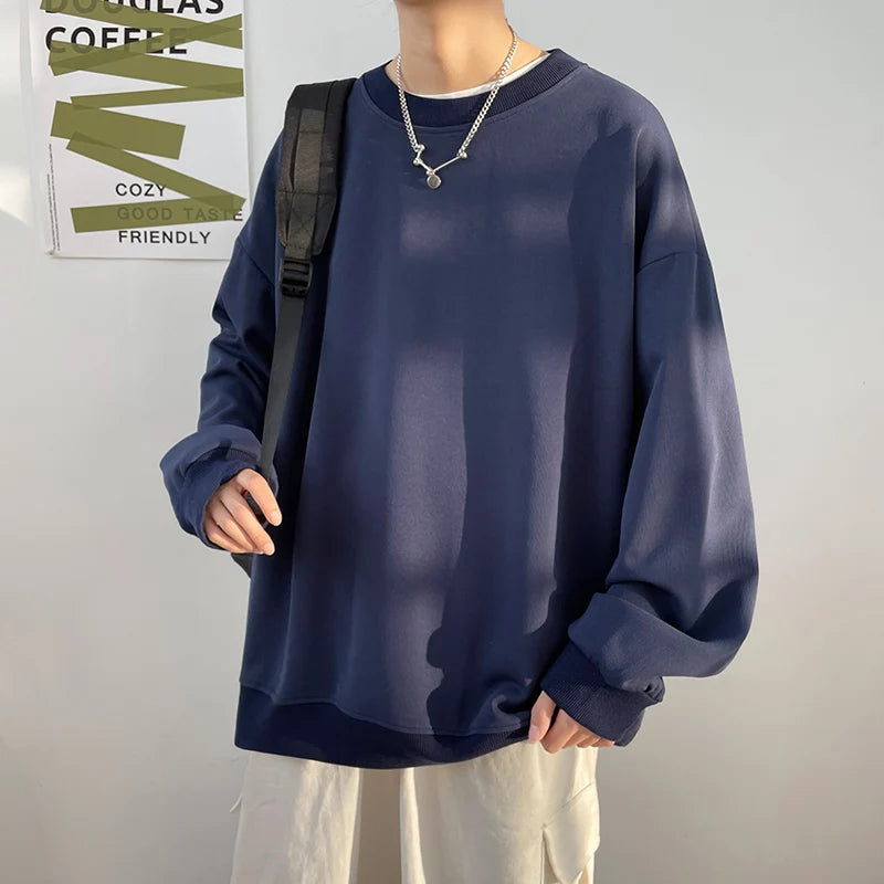 Simple Round Neck Sweatshirt- Men’s Loose Pullover