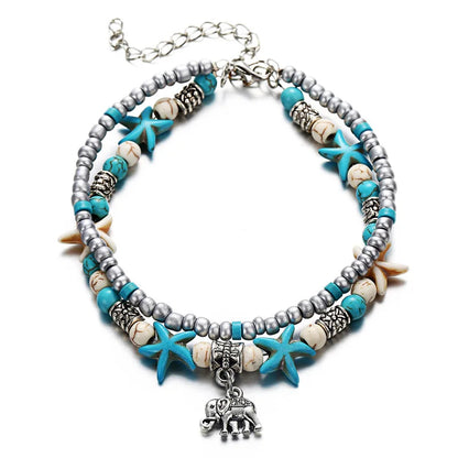 Bohemian Multi-layer Starfish Turtle Anklets