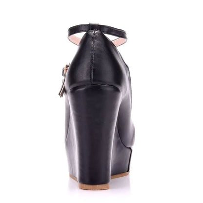 Women's Flock Buckle Ankle Strap Shoes