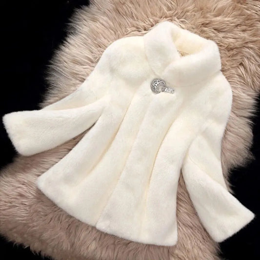 Manteau de fourrure d'hiver imitation fourrure de vison col montant
