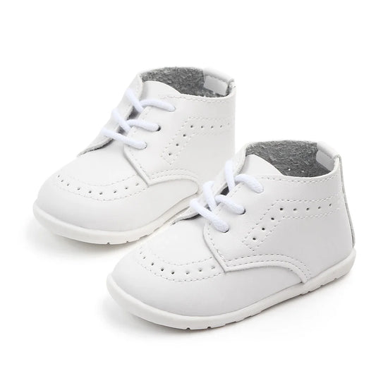 Newborn Crib Shoes - Leather Rubber Sole First Walker Shoes