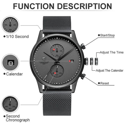 Men Stainless Steel Waterproof Sports Watches