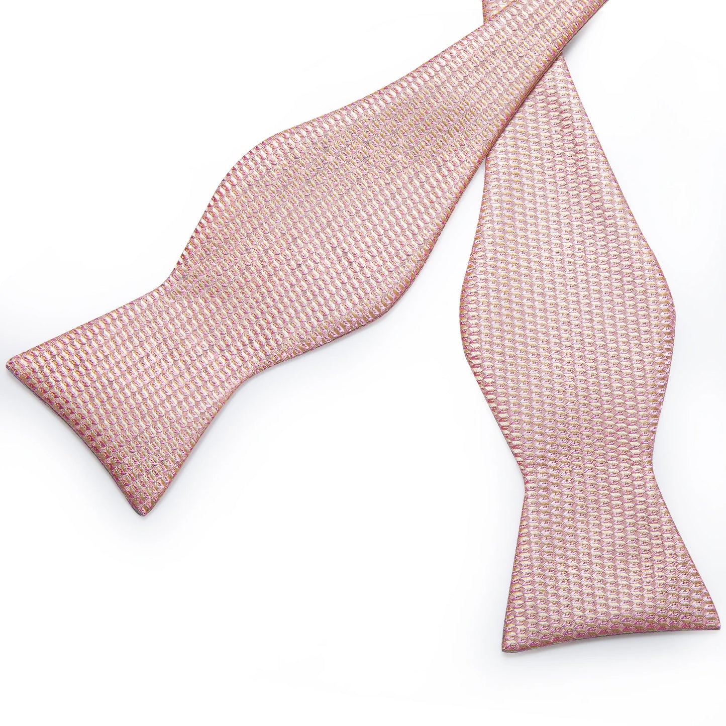 Pink Plaid Self-Tie Silk Bowtie Set