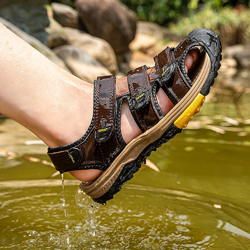 Sandales pour hommes - Chaussures décontractées en cuir pour hommes