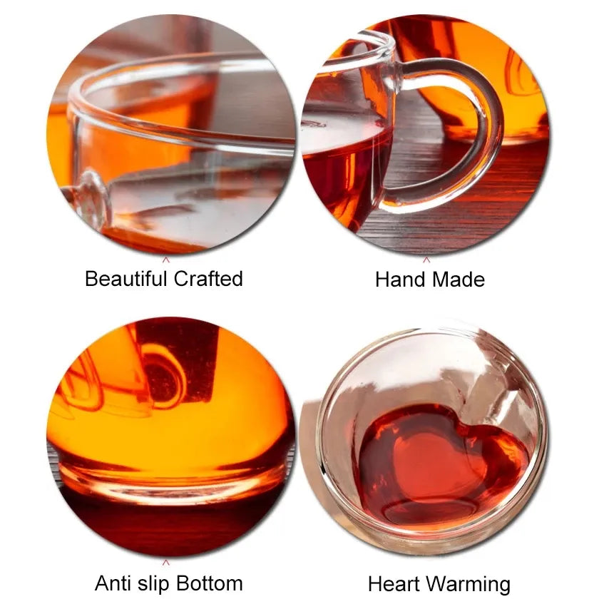 Heart-Shaped Transparent Glass Cup