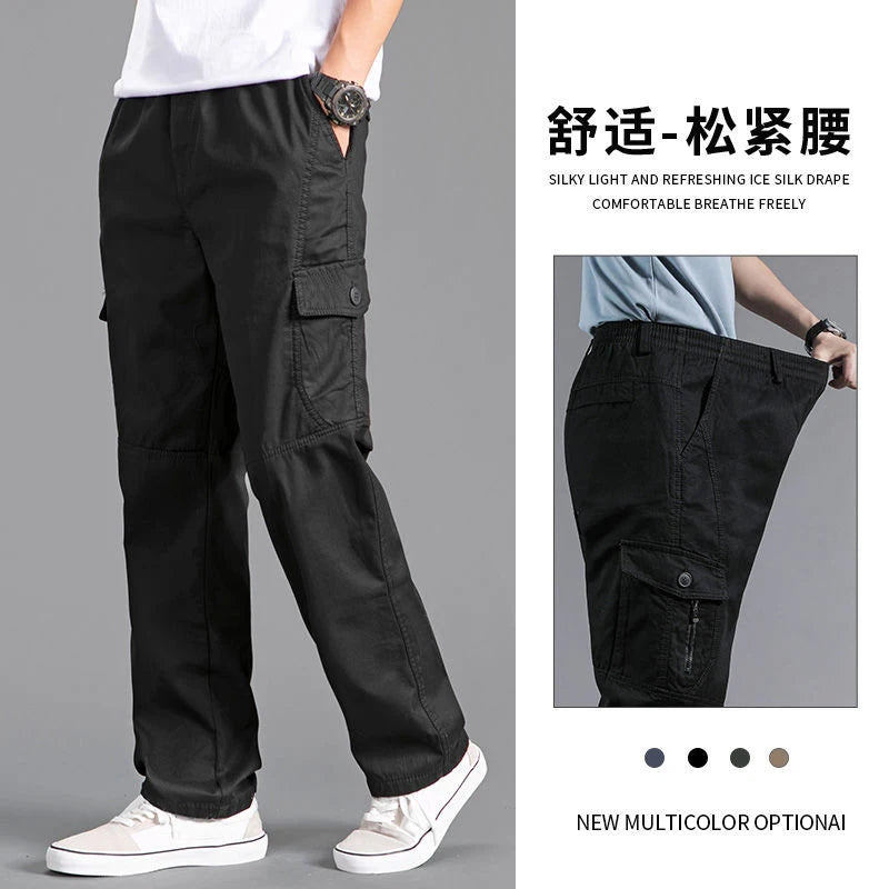 Versatile Oversize Men's Cargo Pants in Solid Grey