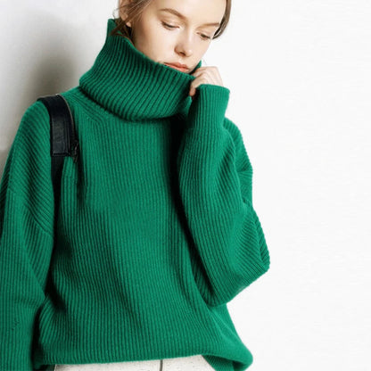 Oversized Turtleneck Wool Sweater for Women