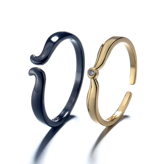 Adjustable Gothic Punk Angel & Devil Couple Open Ring