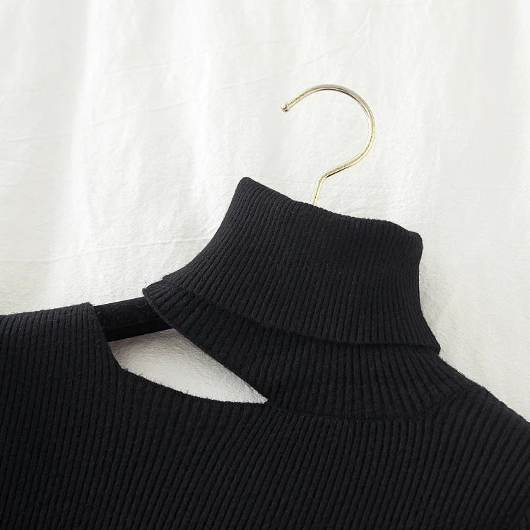 Lace Ruffle Turtleneck Sweater for Women's