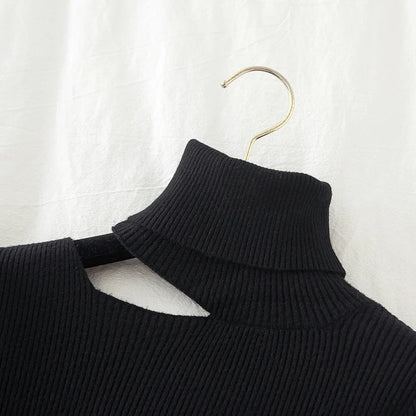 Lace Ruffle Turtleneck Sweater for Women's